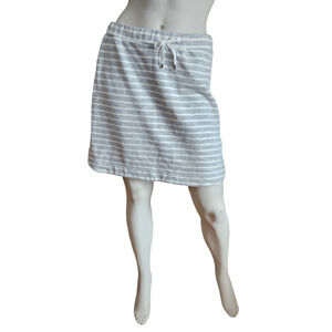 Akani Terry Skirt Women's Large Casual Beach Gray & White Stripes Above Knee